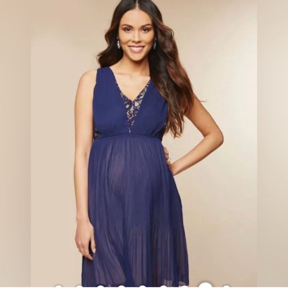 Motherhood navy and beige lace sleeveless dress sz large
